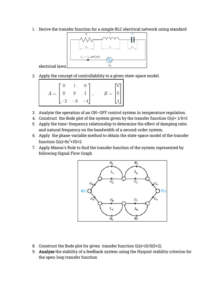 RLC Network and Control System Analysis | PDF