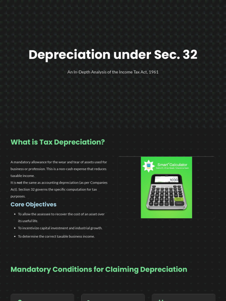 Tax Depreciation Under Sec. 32 Explained | PDF | Depreciation | Economies