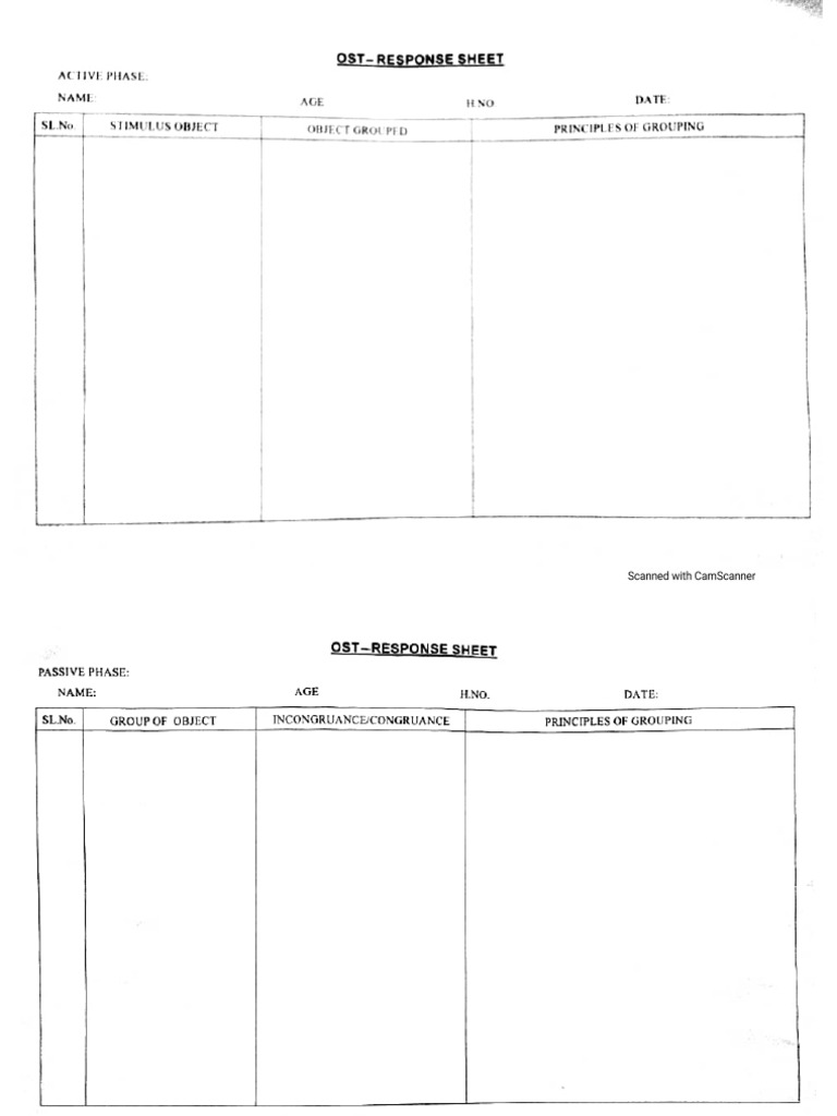 OST - Response and Scoring Sheet | PDF