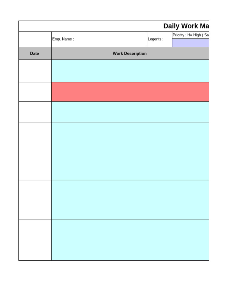 Daily Work Management Template | PDF