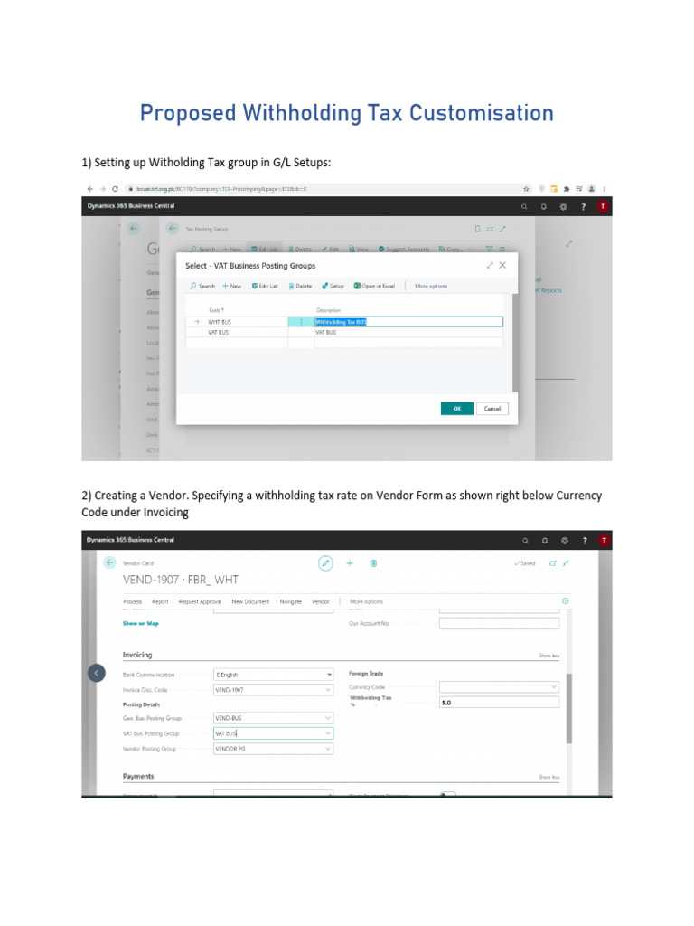 Withholding Tax Setup Guide | PDF