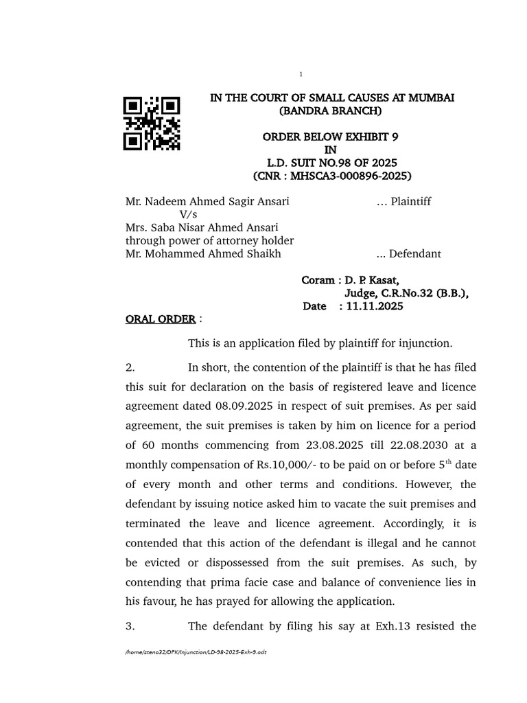 Injunction Order in L.D. Suit No. 98/2025 | PDF | License | Business Law