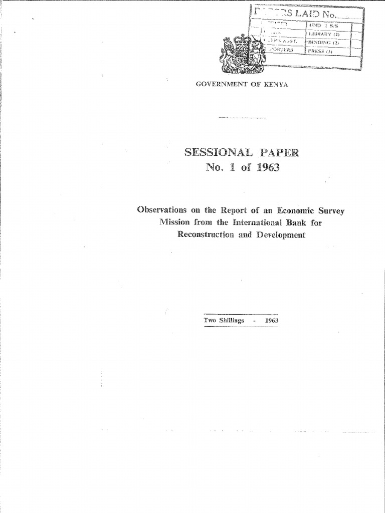 Sessional Paper No 1 of 1963 | PDF | Agriculture | Economies