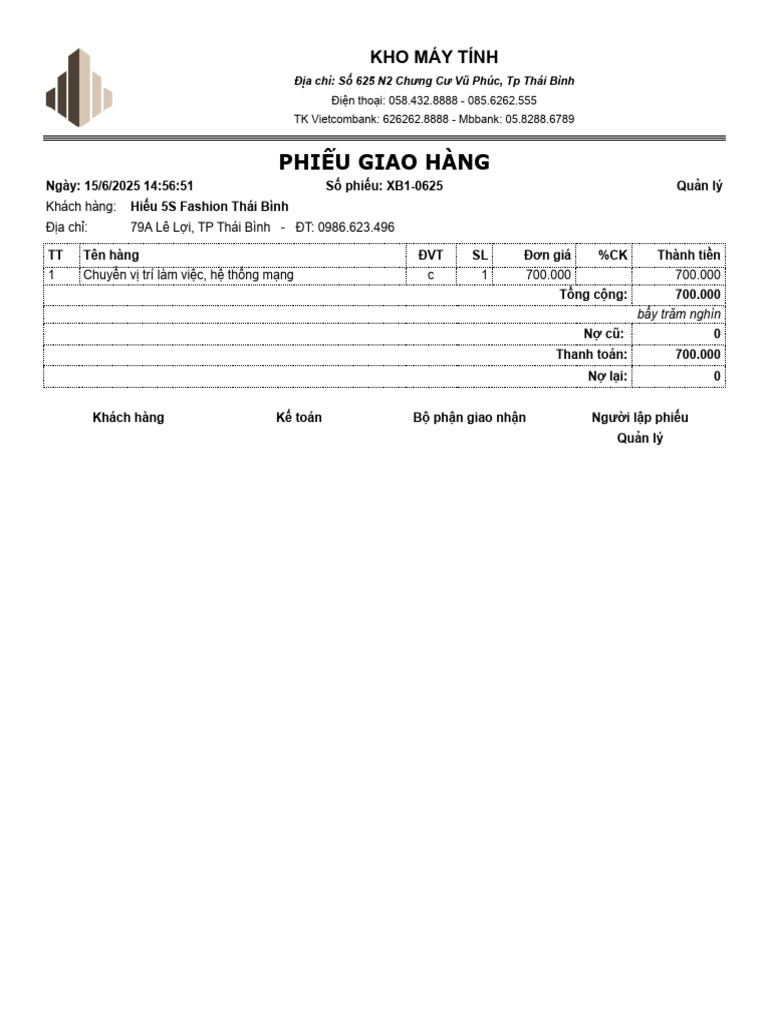 Invoice XB XB1-0625 | PDF