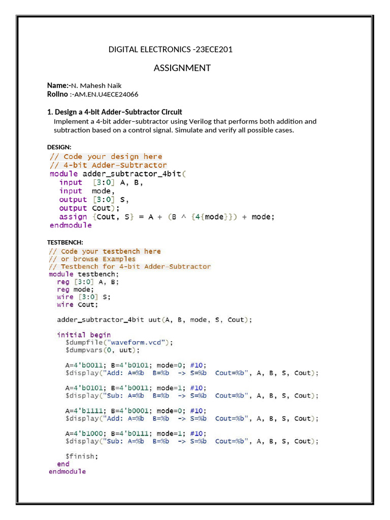 Digital Electronics Assignmentmahesh | PDF