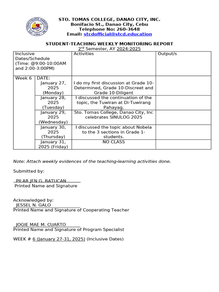 Student-Teaching Report Week 6 | PDF