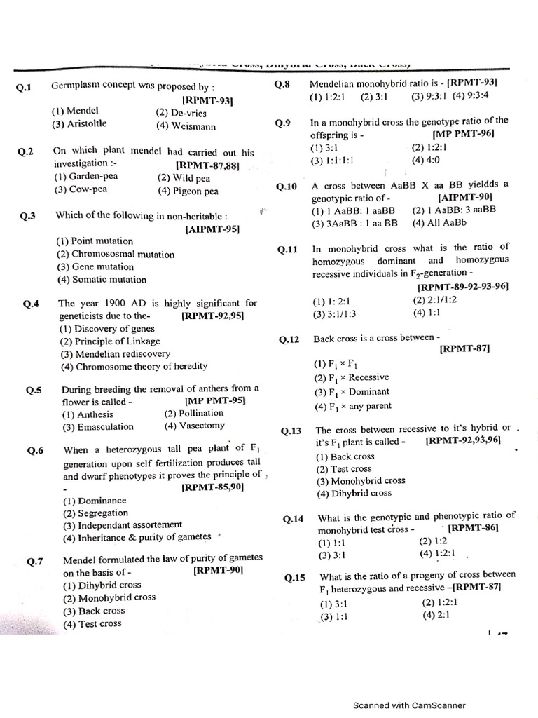 Genetics Practice Paper 1 | PDF