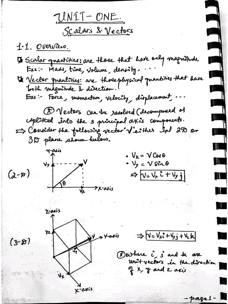 Mechanics-I Chapter One - Vectors | PDF