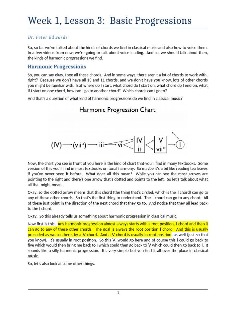 Classical Music Harmonic Progressions | PDF | Chord (Music) | Pitch (Music)