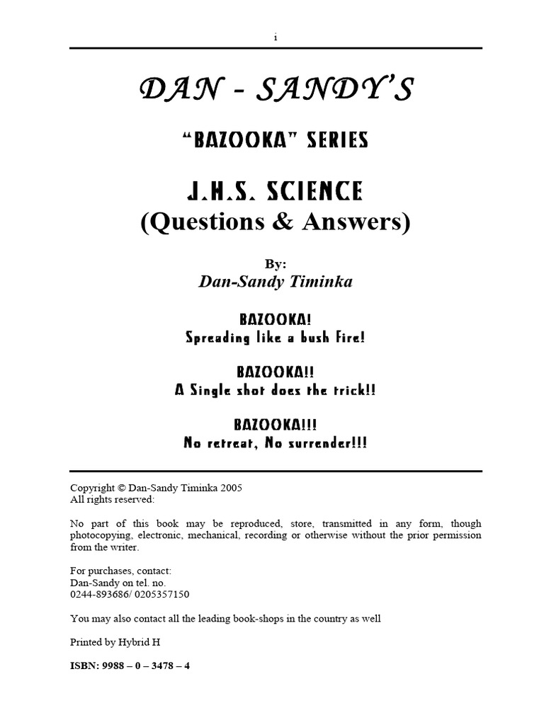 JHS Science Questions & Answers Guide | PDF
