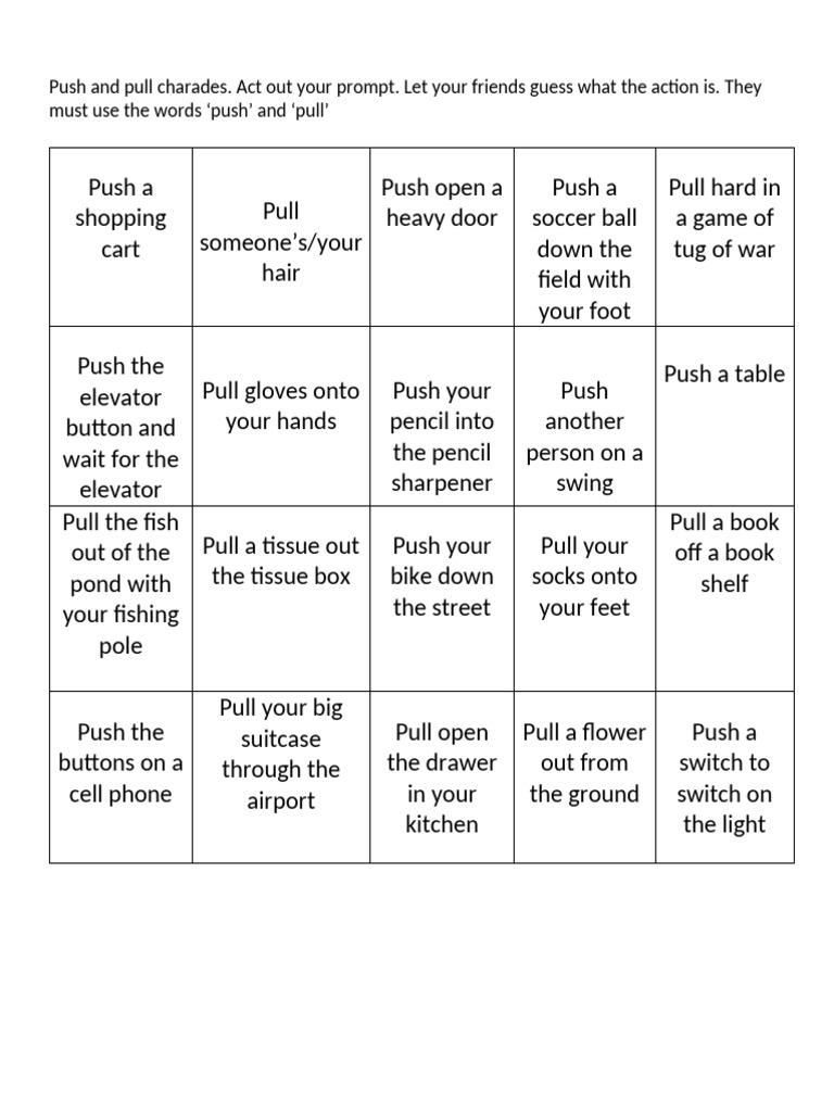 PushandPullCharades 1 | PDF