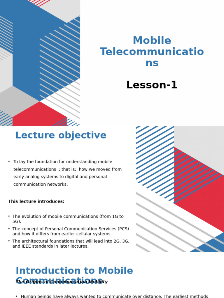 Mobile Telecommunications-Lesson 1 | PDF | Cellular Network | 4 G