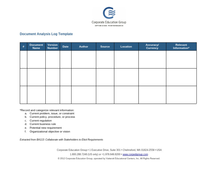 Document Analysis Log Template | PDF
