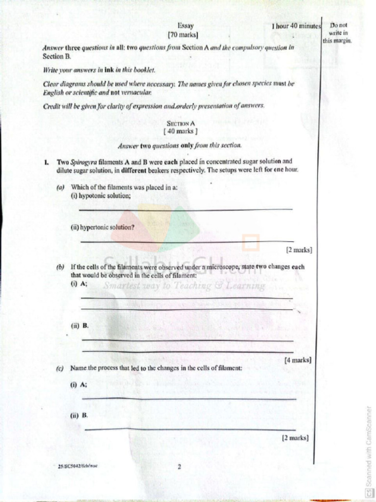 2025 Wassce Biology 2 | PDF