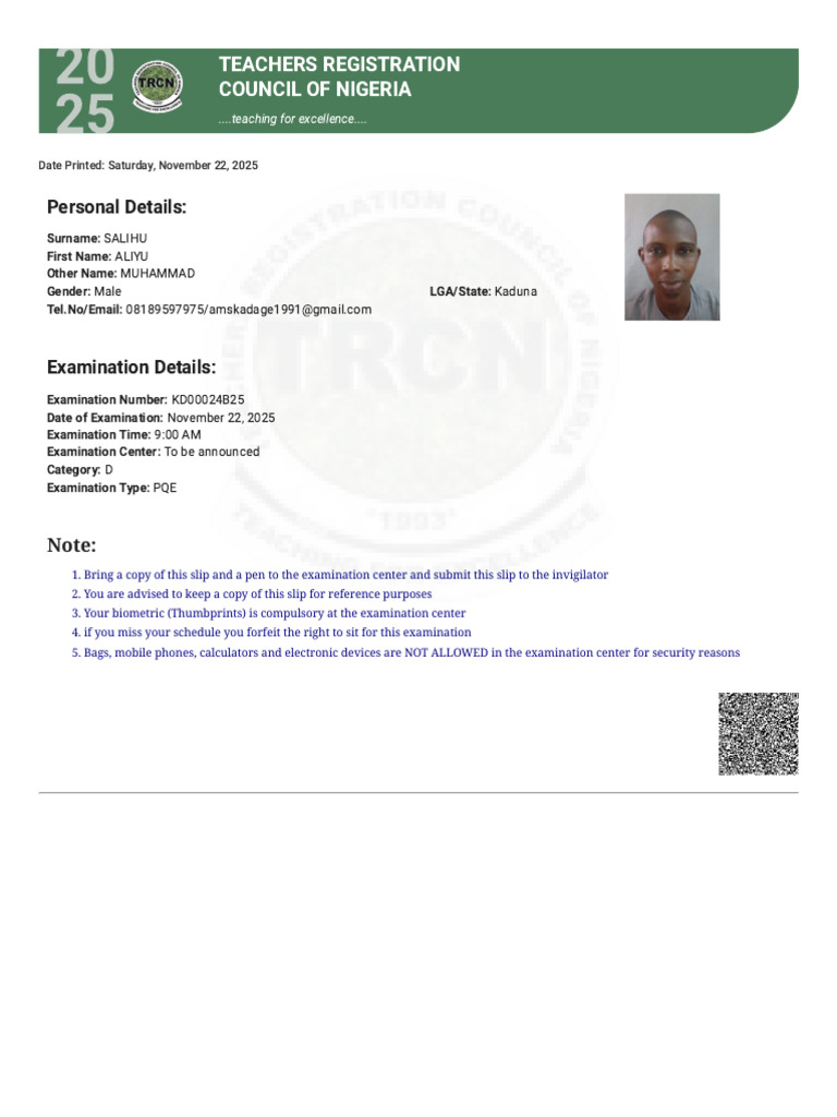 TRCN Teacher's Portal | PDF