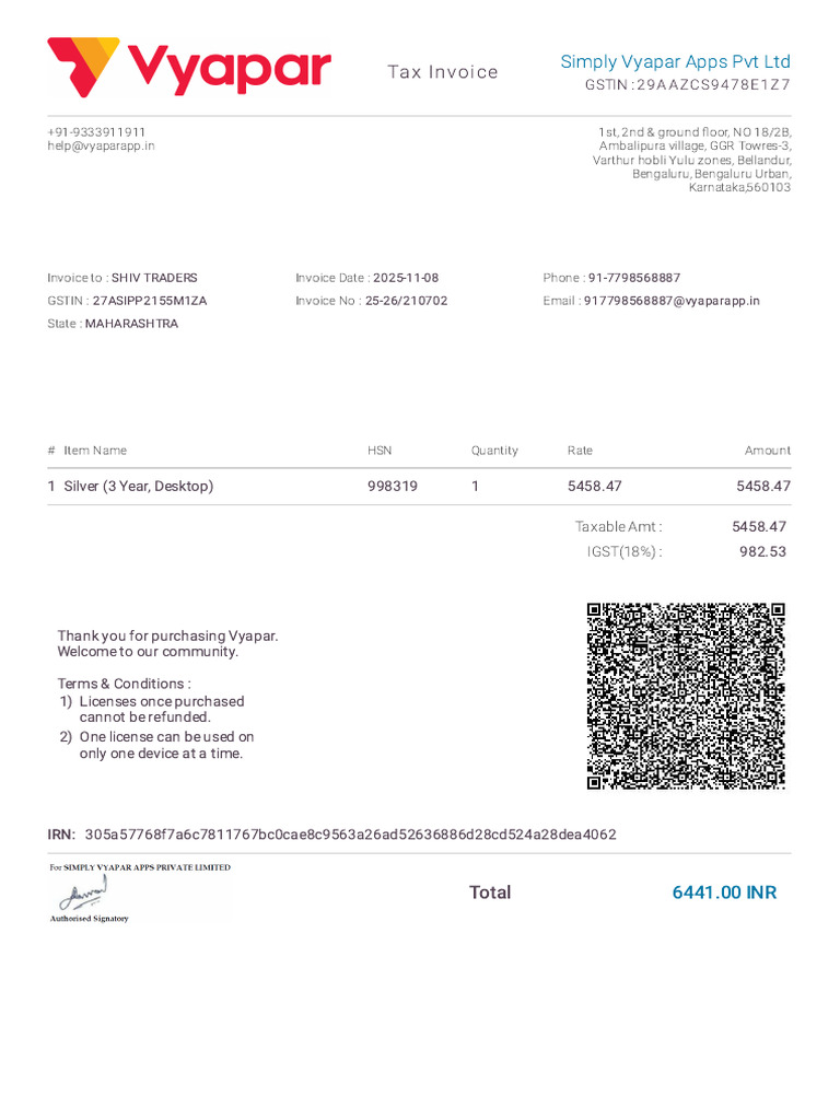 Tax Invoice for Silver Purchase | PDF