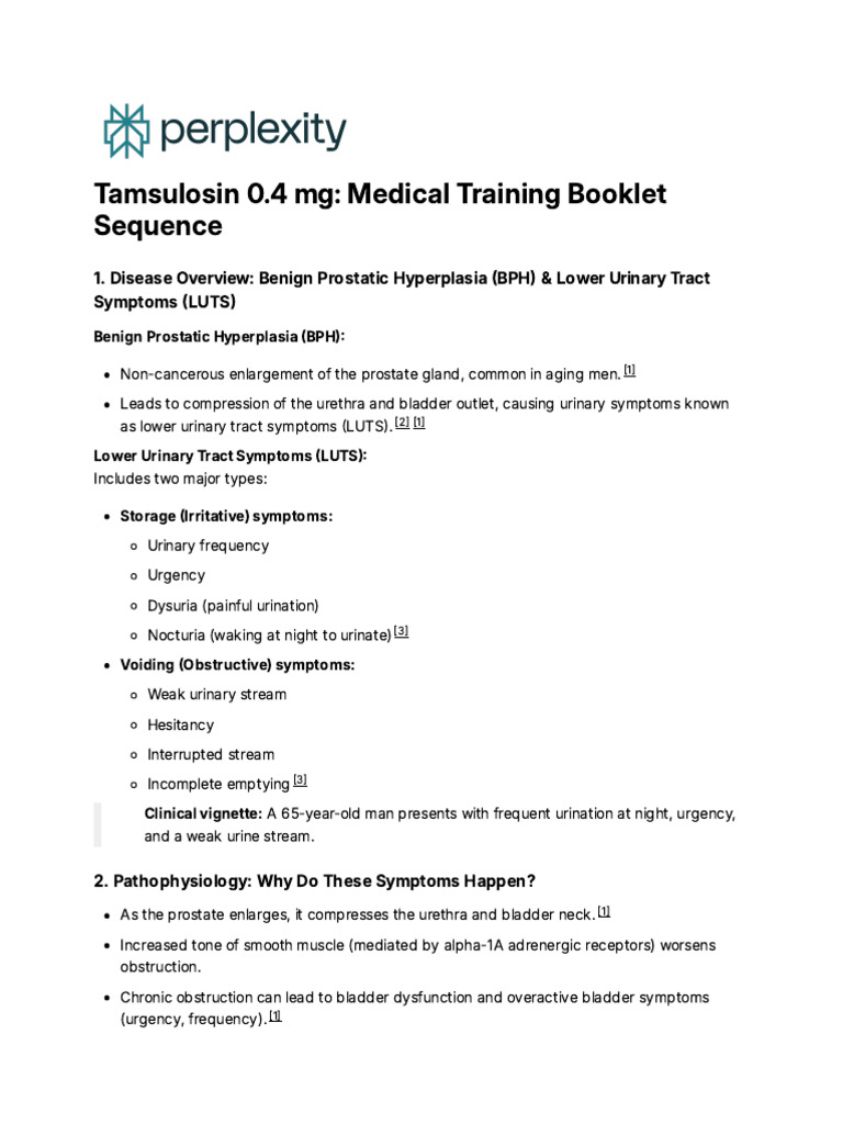 Tamsulosin 0.4 Mg_ Medical Training Booklet Sequen | PDF | Urology ...