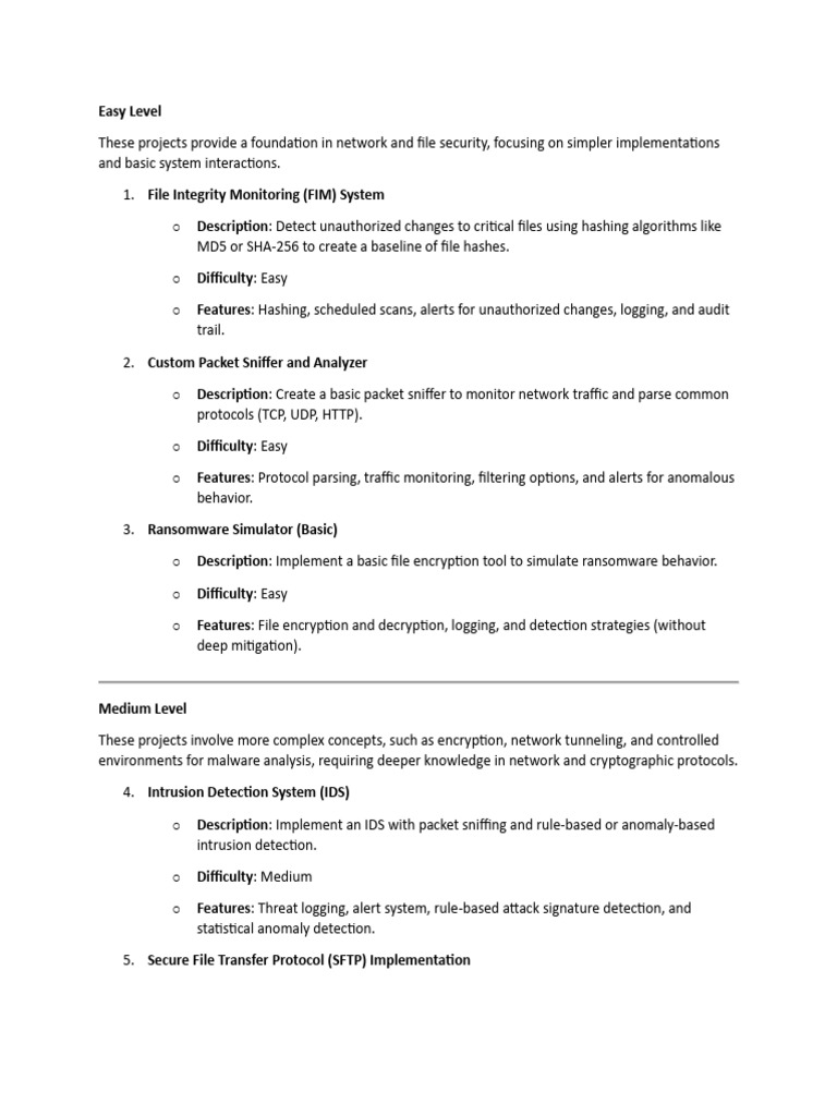Beginner to Advanced Cybersecurity Projects | PDF | Malware | Ransomware