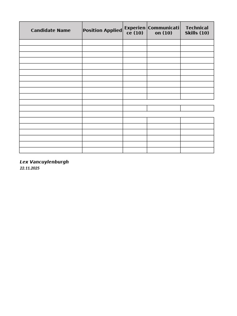 Interview Score Sheet | PDF