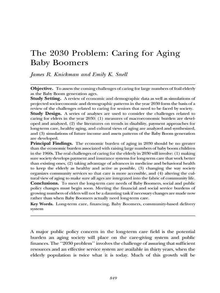 The 2030 Problem Caring For Aging Baby B-1 | PDF | Long Term Care ...