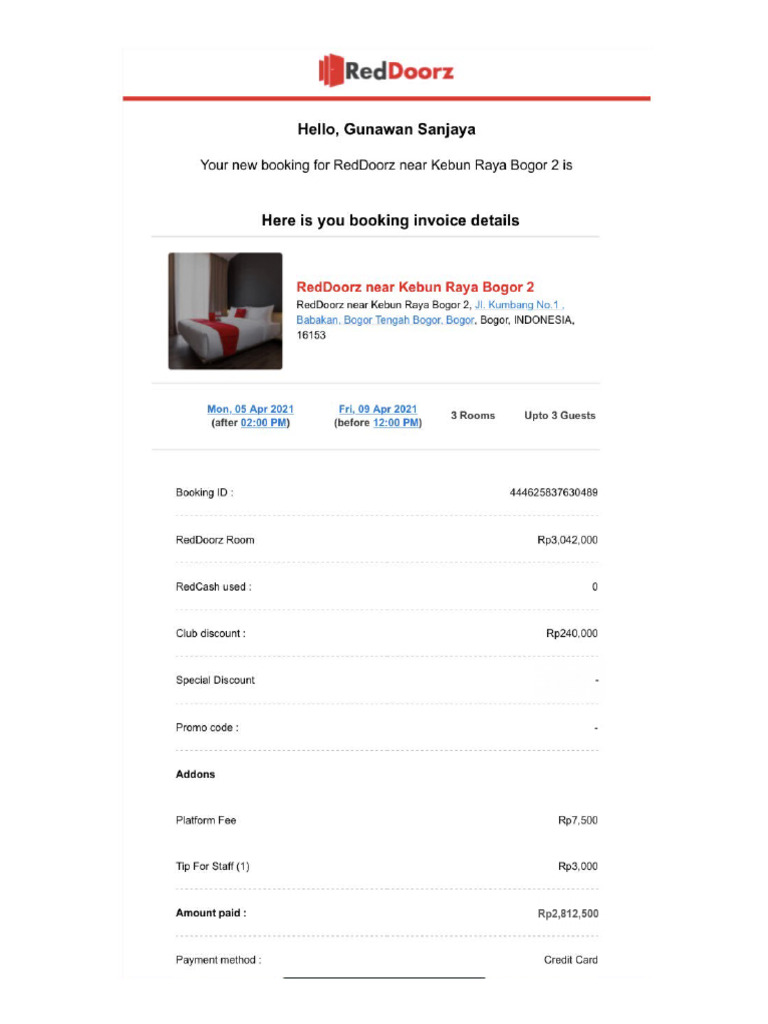 Invoice Reddoorz Compress | PDF