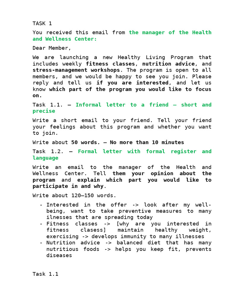 Healthy Living Program Participation Email | PDF