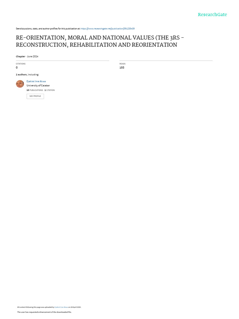Re-Orientation of Moral and National Values | PDF | Physical Therapy ...