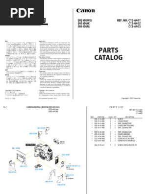 Canon EOS 6D Parts Catalog 2012 | PDF | Photography Equipment