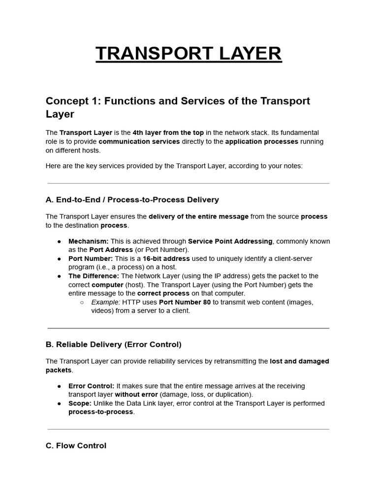 Transport Layer | PDF | Transmission Control Protocol | Quality Of Service