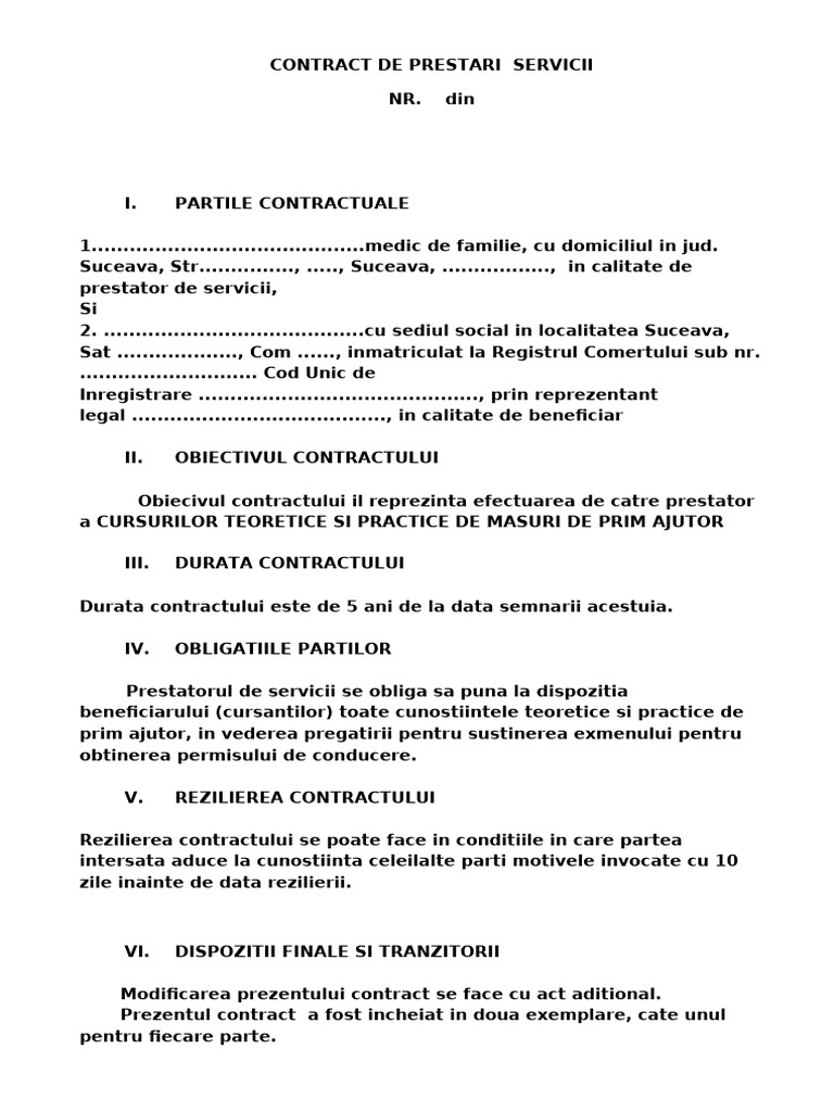 Contract de Prestari Servicii | PDF