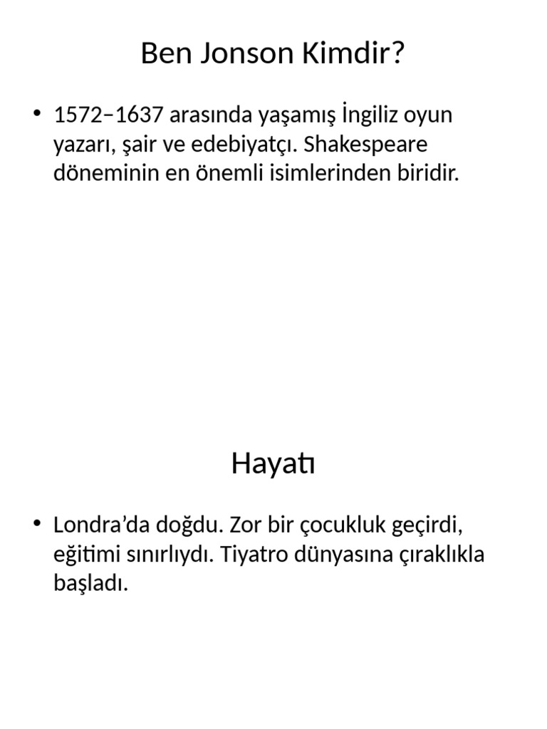 Ben Jonson Slayt | PDF