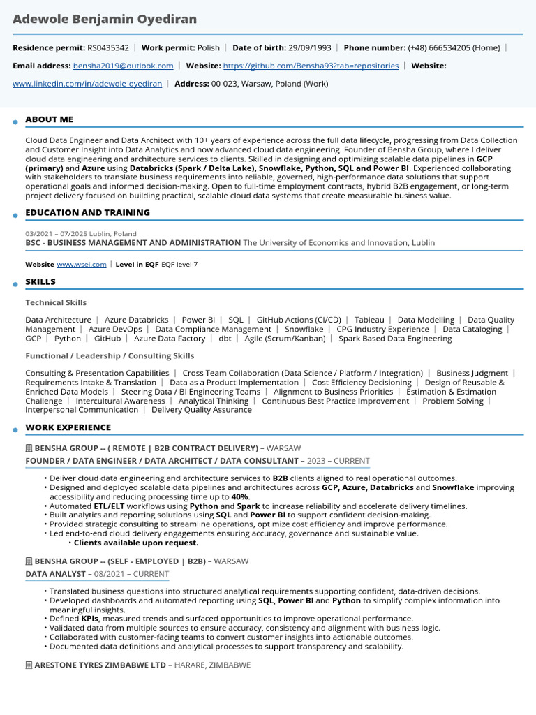 Cloud Data Engineer & Architect Profile | PDF | Cloud Computing | Analytics