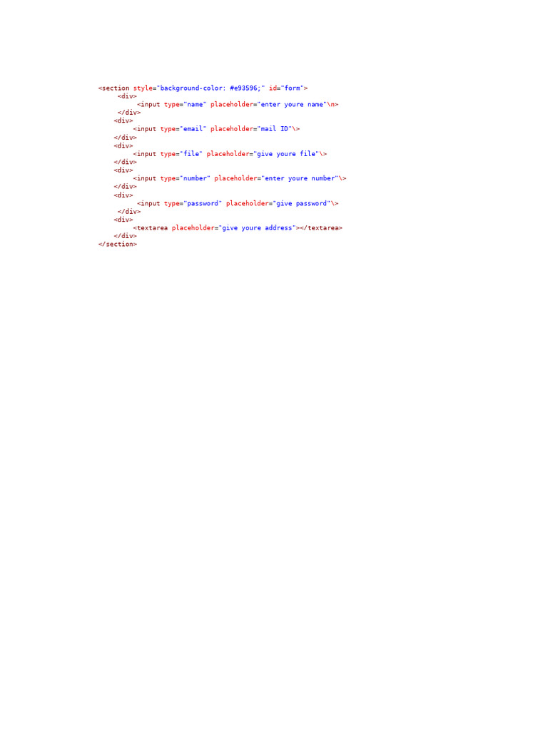 User Input Form Template | PDF