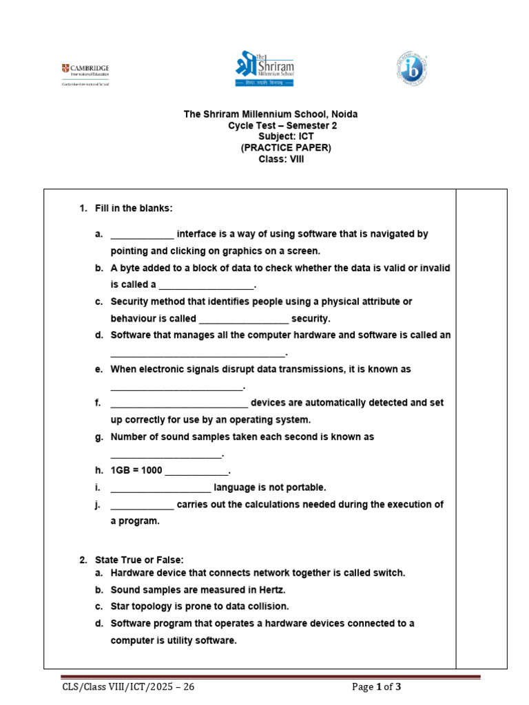 CLS/Class VIII/ICT/2025 of | PDF | Computer Program | Programming