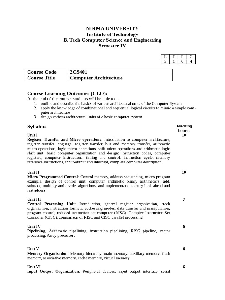 Computer Architecture Course Overview | PDF | Office Equipment ...