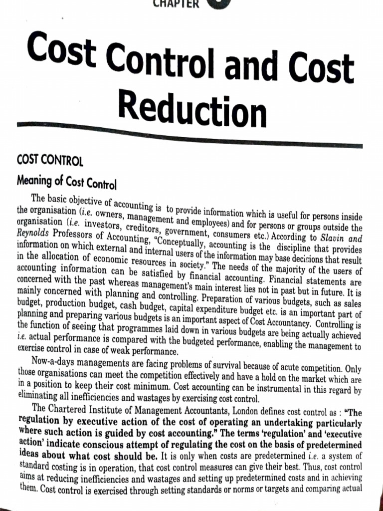 Cost Control and Reduction Strategies | PDF | Cost Accounting | Budget