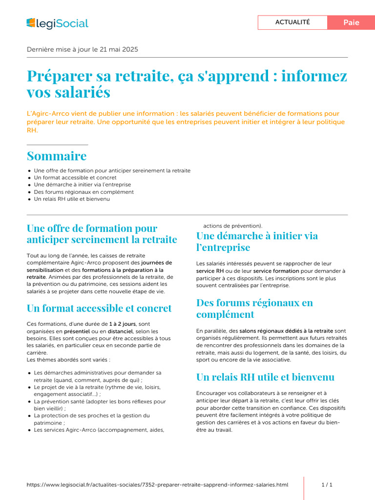 Formations pour préparer la retraite | PDF