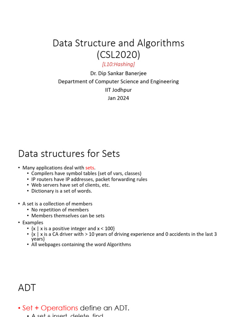 Data Structure and Algorithms (CSL2020) | PDF | Computer Data | Algorithms