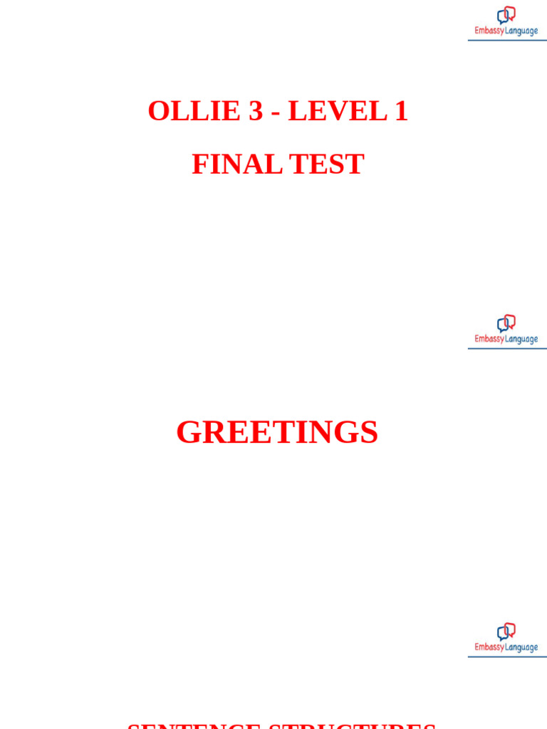 Ollie 3 Level 1 - Final Test | PDF