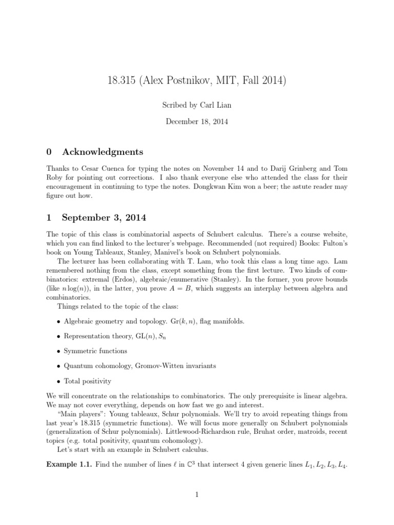 315 Notes | PDF | Matrix (Mathematics) | Combinatorics