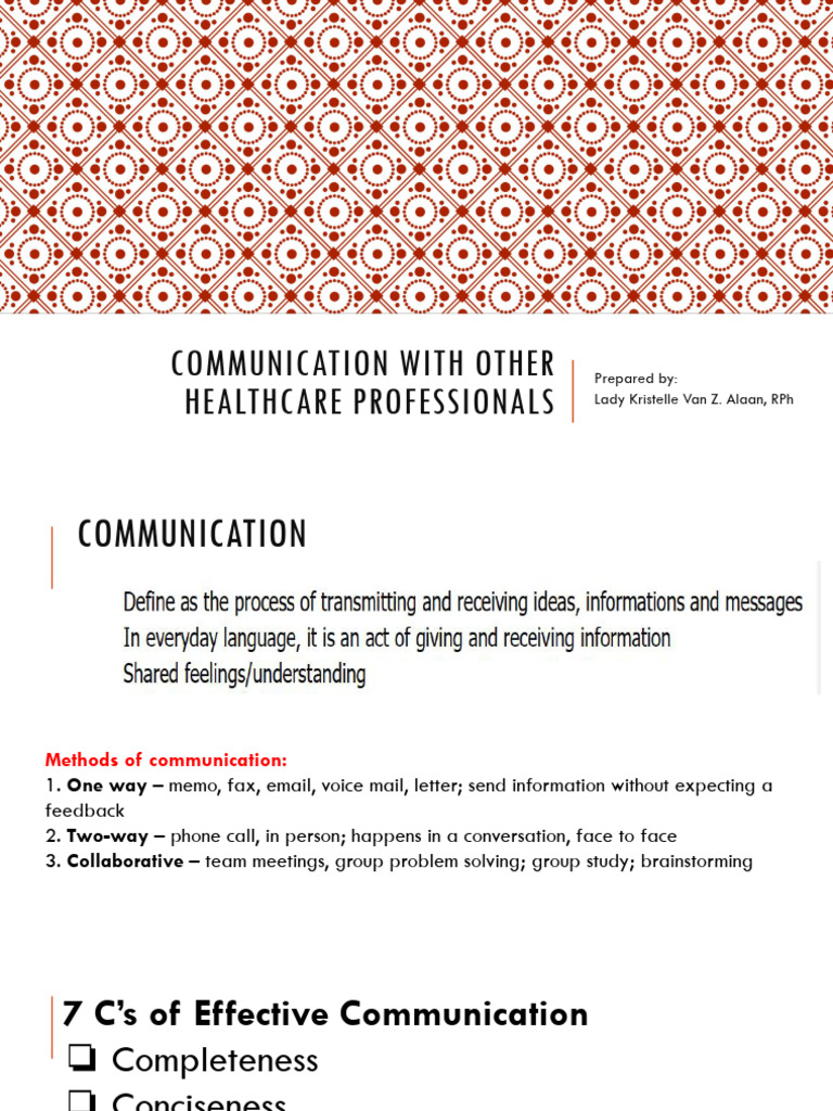 Effective Communication in Healthcare | PDF | Pharmacy | Communication