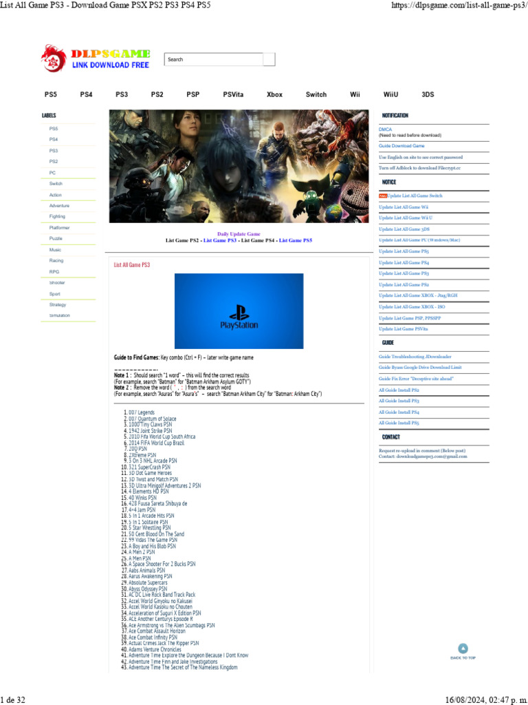List All Game PS3 - Download Game PSX PS2 PS3 PS4 PS5 | PDF