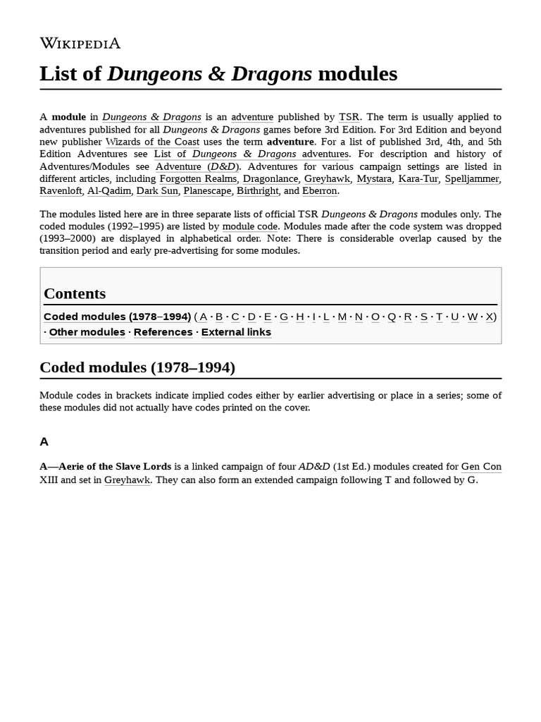 Dungeons & Dragons Module List | PDF | Dragonlance | Fantasy Role ...