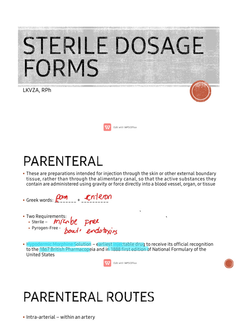 Parenteral Sterile Dosage Forms Guide | PDF | Injection (Medicine ...