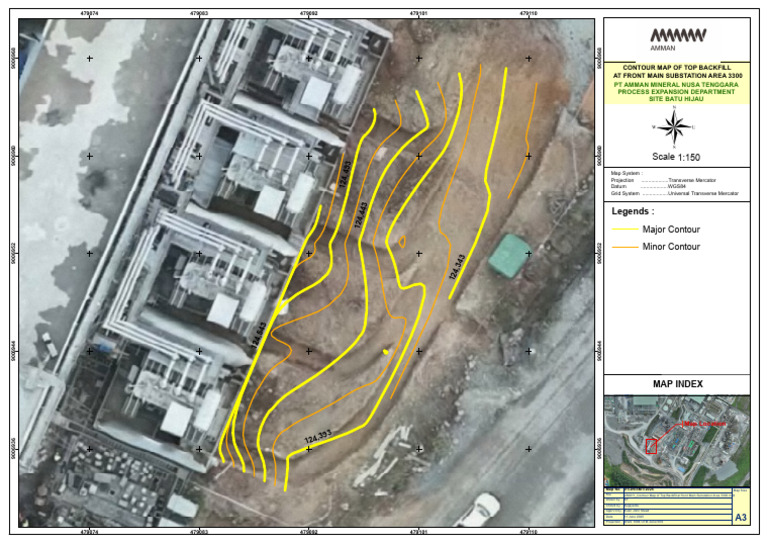 Contour Map of Top Backfill at Front Main Substation Area 3300 | PDF ...