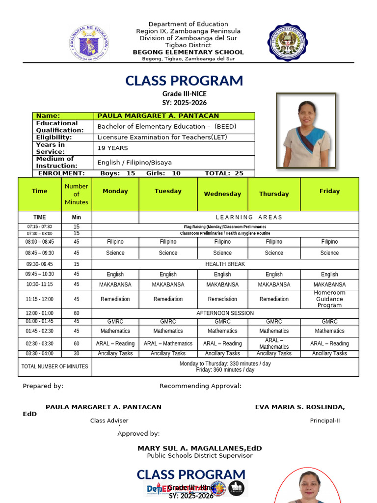 Grade III Class Program 2025-2026 | PDF