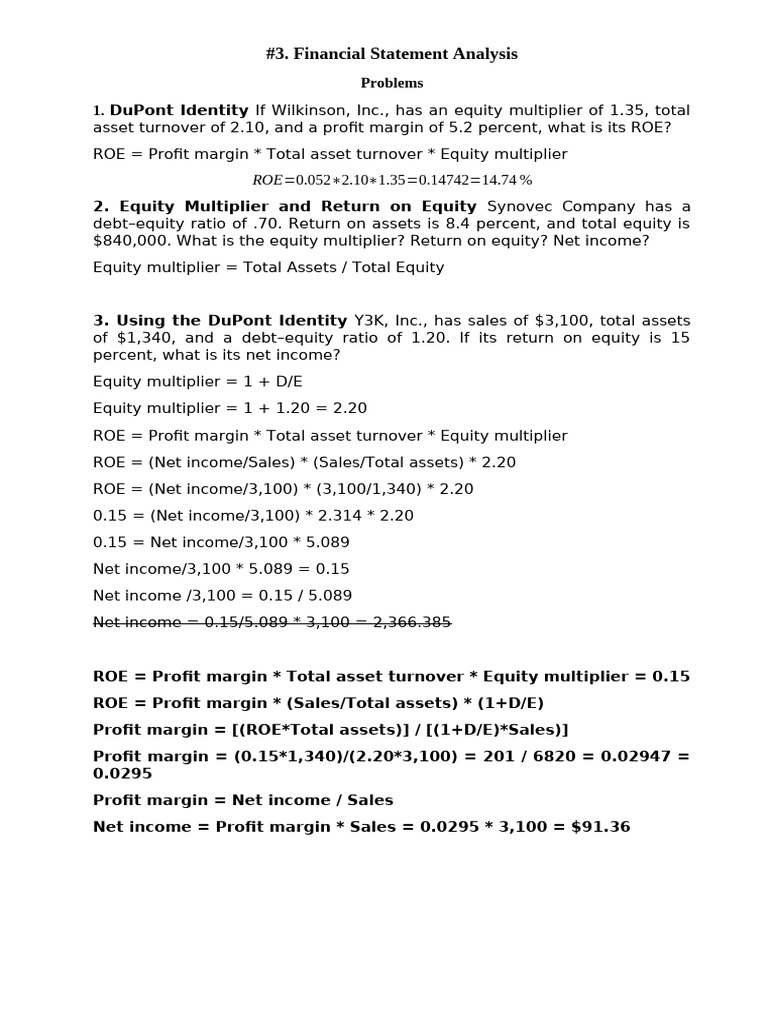Financial Statement Analysis Techniques | PDF | Return On Equity | Revenue