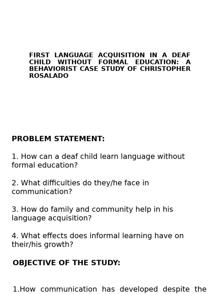 Language Acquisition in a Deaf Child | PDF