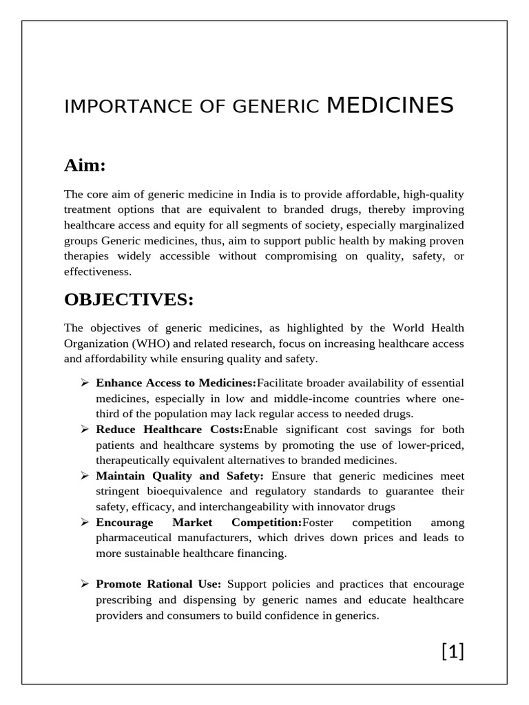 Benefits of Generic Medicines in India | PDF | Generic Drug ...
