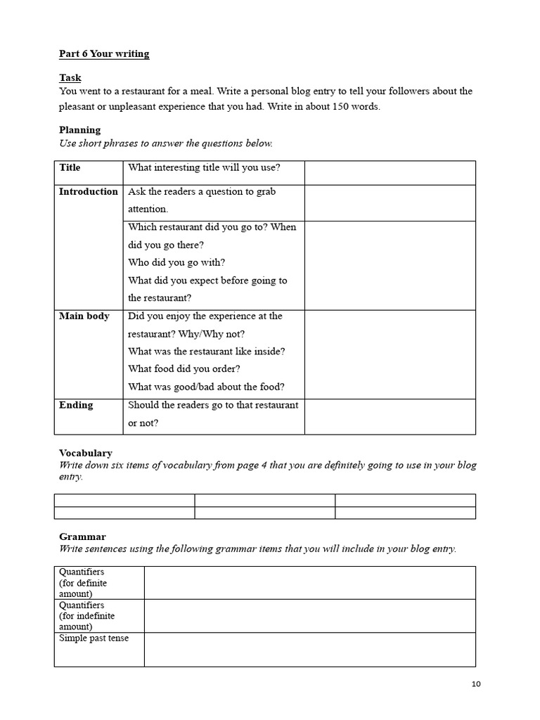F1 2020-21 Unit 5 Writing (Blog) Set B Final | PDF | Question | Grammar